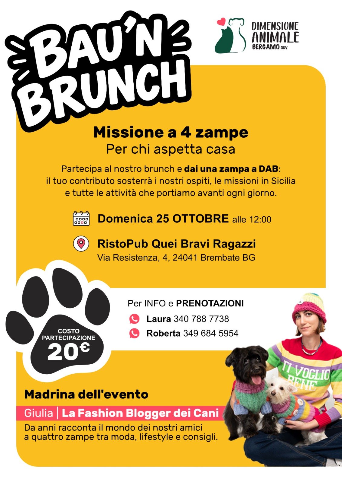 Volantino dell'evento Dimensione Animale Bergamo